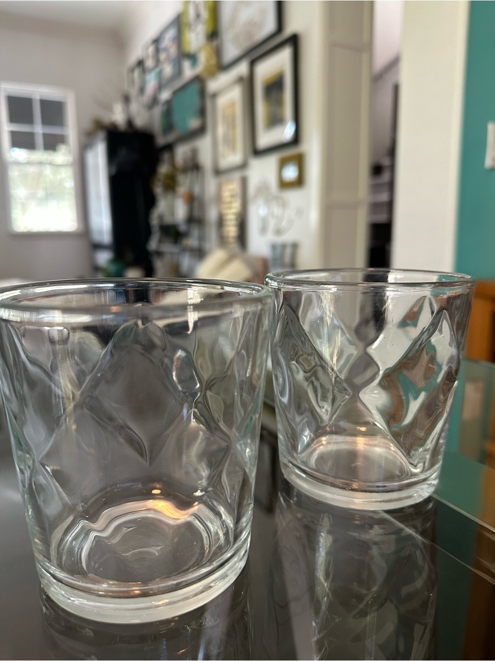 Anthropologie Diamond-Pattern Heavy Glass Whisky or Juice Set of 2